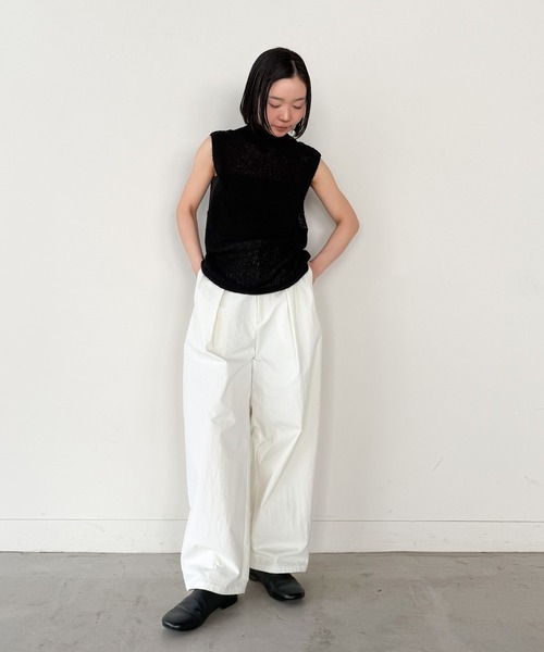 select MOCA by son(セレクトモカバイソン)の「ハイネックシアーノースリーブロングニット【by SON】(ニット/セーター・レディース・ブラウン/アイボリー/ブラック/グレー・FREE)」の7枚目の写真