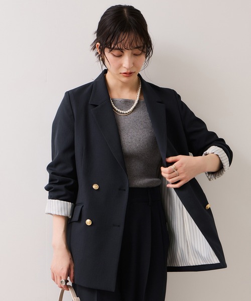 美easyコンフォート金ボタンジャケット/イージーケア・UVケア