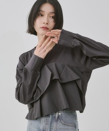フロントフリル長袖Tシャツ