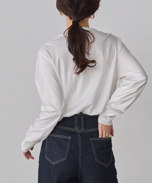 hunch（ハンチ）の「フロントフリル長袖Tシャツ（Tシャツ/カットソー・レディース・ブラック/オフホワイト/チャコール・FREE）」の9枚目の写真