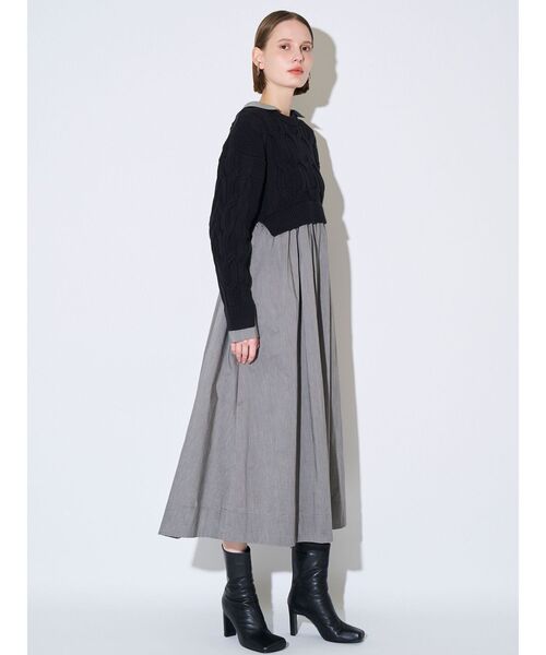 ELENDEEK(エレンディーク)の「ケーブルドッキングフィット&フレアワンピース(ワンピース・レディース・ブラック/ブラウン・02/01)」の3枚目の写真