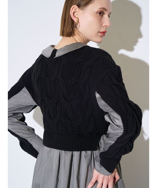 ELENDEEK(エレンディーク)の「ケーブルドッキングフィット&フレアワンピース(ワンピース・レディース・ブラック/ブラウン・02/01)」の5枚目の写真