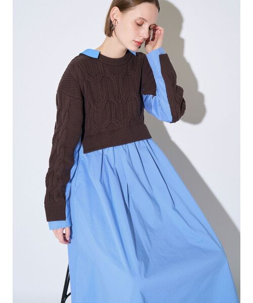 ELENDEEK(エレンディーク)の「ケーブルドッキングフィット&フレアワンピース(ワンピース・レディース・ブラック/ブラウン・02/01)」の14枚目の写真
