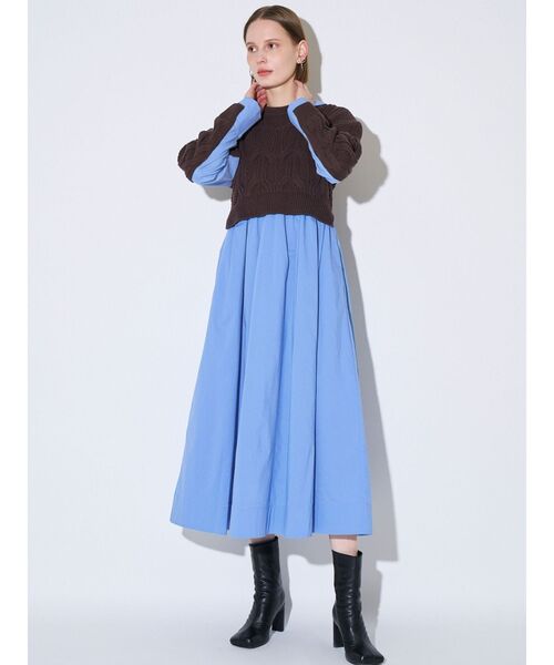 ELENDEEK(エレンディーク)の「ケーブルドッキングフィット&フレアワンピース(ワンピース・レディース・ブラック/ブラウン・02/01)」の17枚目の写真