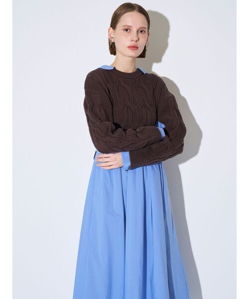 ELENDEEK(エレンディーク)の「ケーブルドッキングフィット&フレアワンピース(ワンピース・レディース・ブラック/ブラウン・02/01)」の20枚目の写真