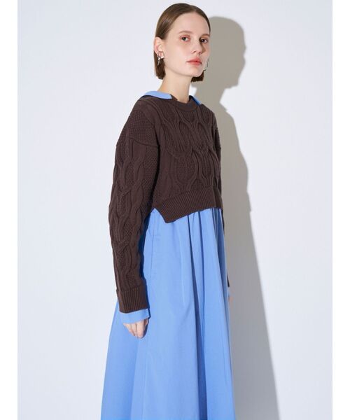 ELENDEEK(エレンディーク)の「ケーブルドッキングフィット&フレアワンピース(ワンピース・レディース・ブラック/ブラウン・02/01)」の21枚目の写真
