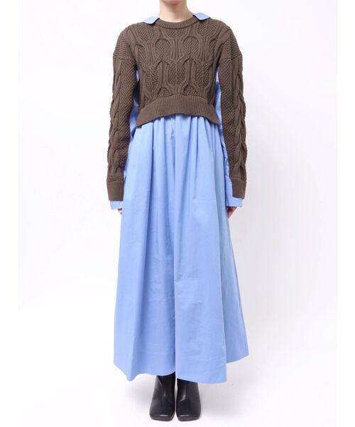 ELENDEEK(エレンディーク)の「ケーブルドッキングフィット&フレアワンピース(ワンピース・レディース・ブラック/ブラウン・02/01)」の22枚目の写真