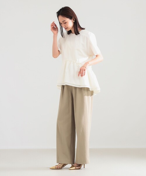 Demi-Luxe BEAMS(デミルクス ビームス)の「ダブル ペプラム ブラウス(シャツ/ブラウス・レディース・オフホワイト/ブラック・ONE SIZE)」の3枚目の写真