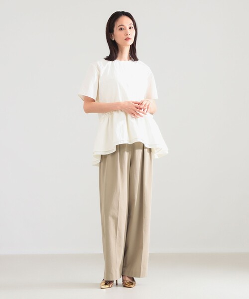 Demi-Luxe BEAMS(デミルクス ビームス)の「ダブル ペプラム ブラウス(シャツ/ブラウス・レディース・オフホワイト/ブラック・ONE SIZE)」の4枚目の写真