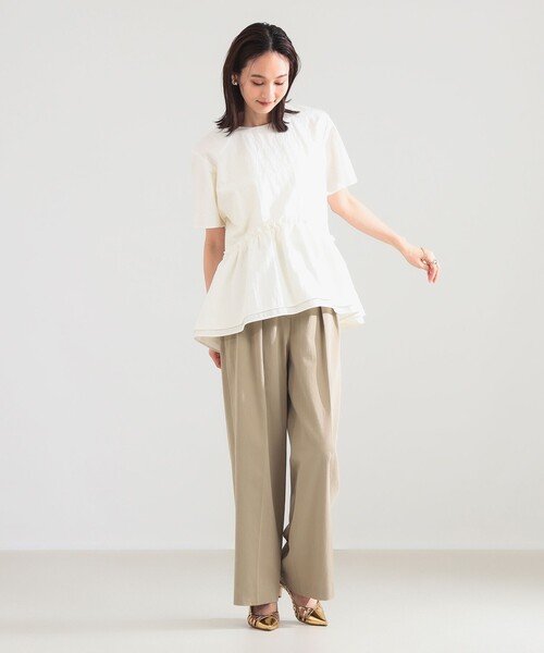 Demi-Luxe BEAMS(デミルクス ビームス)の「ダブル ペプラム ブラウス(シャツ/ブラウス・レディース・オフホワイト/ブラック・ONE SIZE)」の5枚目の写真