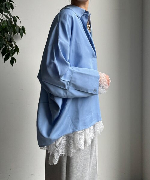 DouDou（ドゥドゥ）の「ヘムレースロンTEE（Tシャツ/カットソー・レディース・オフホワイト/グレー/ブラック・FREE）」の11枚目の写真