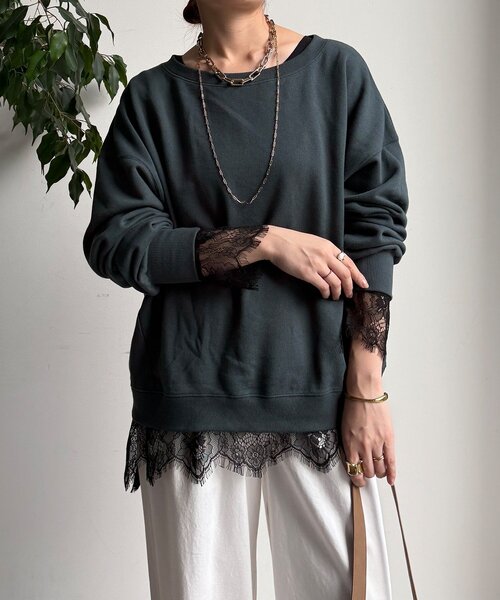 doudou ヘムレースロンT 黒 ヘムレースロンTEE（Tシャツ/カットソー）｜DouDou（ドゥドゥ）の