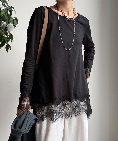 ヘムレースロンTEE（Tシャツ/カットソー）｜DouDou（ドゥドゥ）の