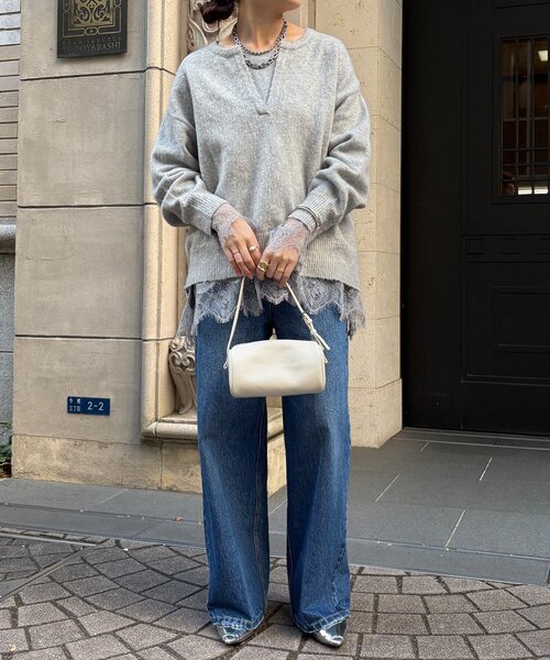 DouDou（ドゥドゥ）の「ヘムレースロンTEE（Tシャツ/カットソー・レディース・オフホワイト/グレー/ブラック・FREE）」の21枚目の写真