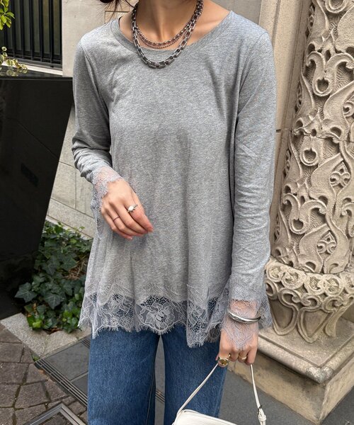 ヘムレースロンTEE（Tシャツ/カットソー）｜DouDou（ドゥドゥ）の