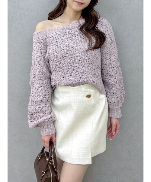 dazzlin（ダズリン）の「バックリボンリラクシーニット（ニット/セーター・レディース・ピンク/ベージュ/アイボリー/チャコールグレー・FREE）」の4枚目の写真