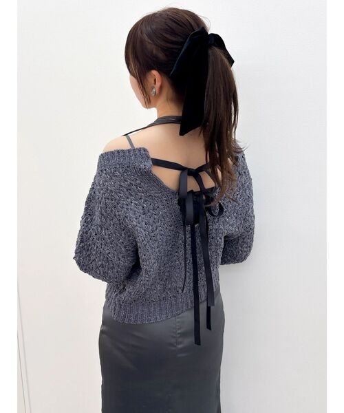 dazzlin（ダズリン）の「バックリボンリラクシーニット（ニット/セーター・レディース・ピンク/ベージュ/アイボリー/チャコールグレー・FREE）」の13枚目の写真