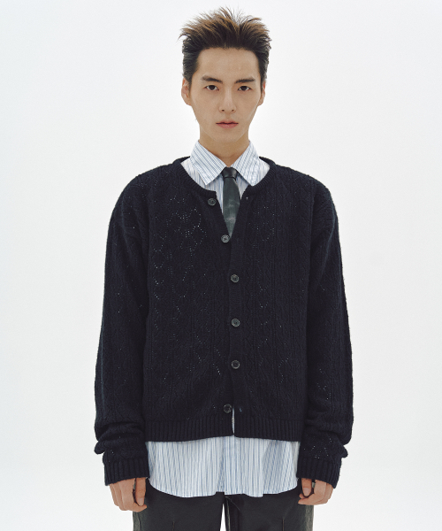 MMIC(エムエムアイシー)の「CASHMERE CROCHET CARDIGAN (BLACK)(ニット/セーター・メンズ・その他・M/L)」の8枚目の写真