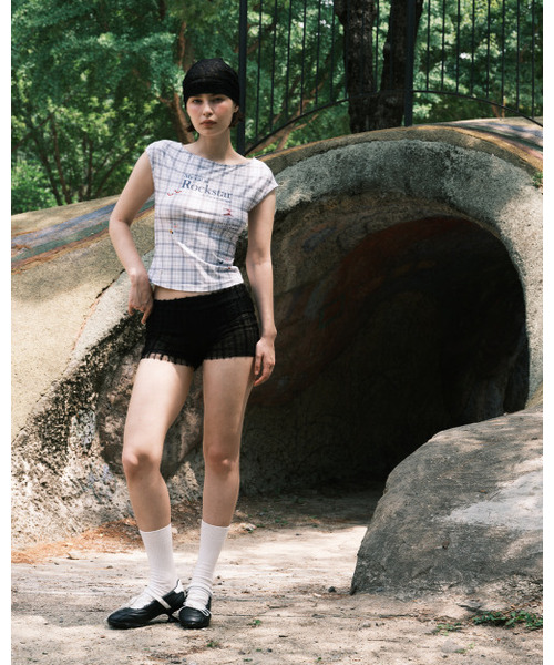 JOEGUSH(ジョーガッシュ)の「Boat Neck Sleeveless Top (Plaid Check)(Tシャツ/カットソー・レディース・その他・FREE)」の4枚目の写真