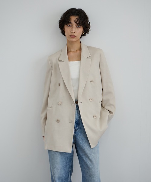 SALON adam et rope'（サロン アダム エ ロペ）の「トレビラツイルテーラードジャケット（テーラードジャケット・レディース・ベージュ/ブラック・FREE）」の14枚目の写真