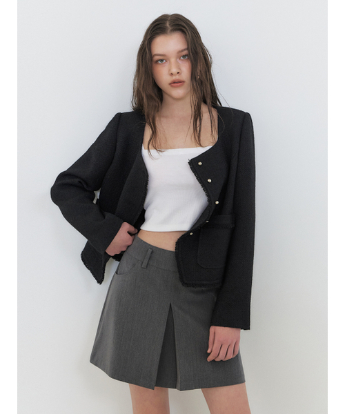 ETMON（エトモン）の「Button Square Tweed Jacket, Black（その他アウター・レディース・その他・S/M）」の4枚目の写真