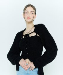 L6 BOLERO & BUSTIER KNIT SET(BLACK)