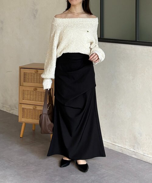 Thevon（ゼボン）の「ポコポコヤーンボートネックニット（ニット/セーター・レディース・アイボリー/ピンク/ブラック・FREE）」の9枚目の写真