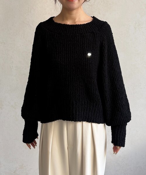 Thevon（ゼボン）の「ポコポコヤーンボートネックニット（ニット/セーター・レディース・アイボリー/ピンク/ブラック・FREE）」の12枚目の写真