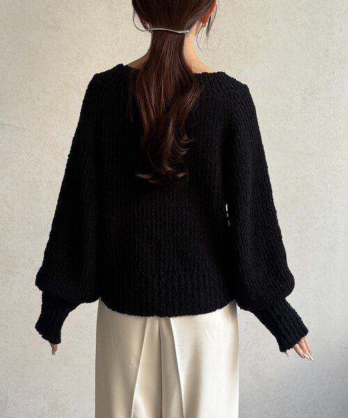 Thevon（ゼボン）の「ポコポコヤーンボートネックニット（ニット/セーター・レディース・アイボリー/ピンク/ブラック・FREE）」の15枚目の写真