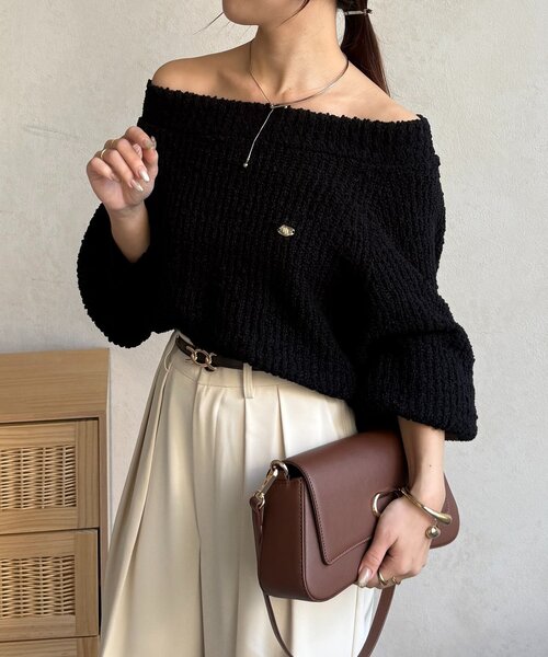 Thevon（ゼボン）の「ポコポコヤーンボートネックニット（ニット/セーター・レディース・アイボリー/ピンク/ブラック・FREE）」の20枚目の写真