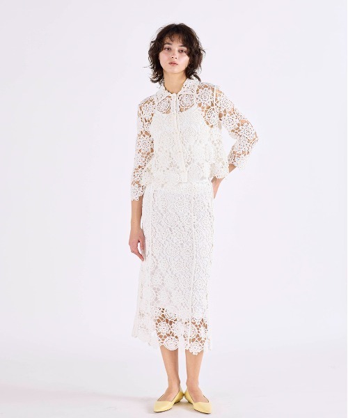 Marilyn Moon（マリリンムーン）の「crochet knit jacket（カーディガン/ボレロ・レディース・ホワイト/スミクロ・FREE）」の5枚目の写真