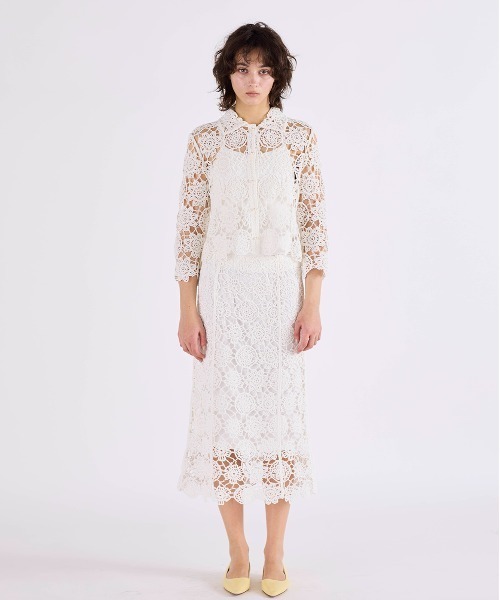 Marilyn Moon（マリリンムーン）の「crochet knit jacket（カーディガン/ボレロ・レディース・ホワイト/スミクロ・FREE）」の8枚目の写真