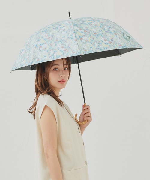 オレボレブラ アルベロベロ 総柄 傘さし カップル ぶたさん 日本製 花柄アート 完全遮光100% UVカット率100% 晴雨兼用 ショート傘 竹手元 デザイン
