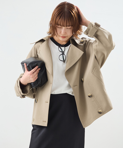 journal standard L'essage（ジャーナルスタンダードレサージュ）の「ショートドルマントレンチコート（トレンチコート・レディース・ベージュ・FREE）」の5枚目の写真