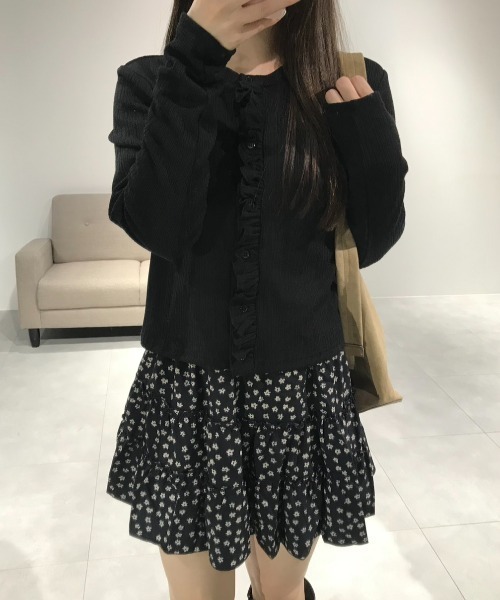 Birthday room（バースデイルーム）の「リブフリルCD/Rib frill cardigan（カーディガン/ボレロ・レディース・ブラック/イエロー・FREE）」の2枚目の写真