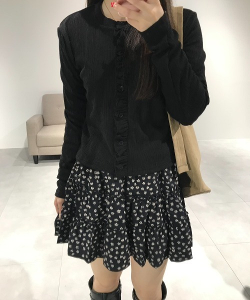 Birthday room（バースデイルーム）の「リブフリルCD/Rib frill cardigan（カーディガン/ボレロ・レディース・ブラック/イエロー・FREE）」の3枚目の写真