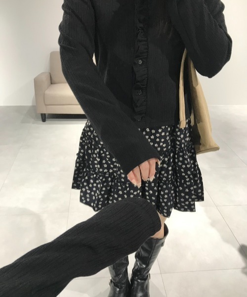 Birthday room（バースデイルーム）の「リブフリルCD/Rib frill cardigan（カーディガン/ボレロ・レディース・ブラック/イエロー・FREE）」の6枚目の写真