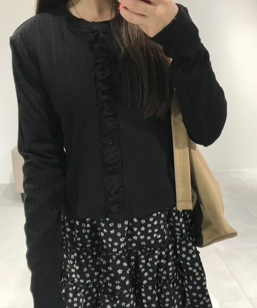 Birthday room（バースデイルーム）の「リブフリルCD/Rib frill cardigan（カーディガン/ボレロ・レディース・ブラック/イエロー・FREE）」の10枚目の写真