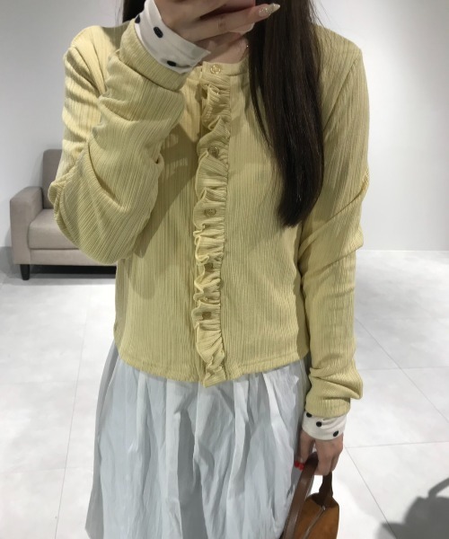 Birthday room（バースデイルーム）の「リブフリルCD/Rib frill cardigan（カーディガン/ボレロ・レディース・ブラック/イエロー・FREE）」の15枚目の写真