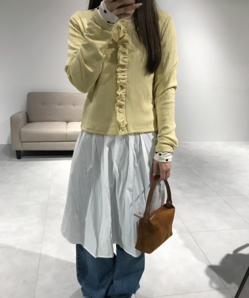 Birthday room（バースデイルーム）の「リブフリルCD/Rib frill cardigan（カーディガン/ボレロ・レディース・ブラック/イエロー・FREE）」の16枚目の写真