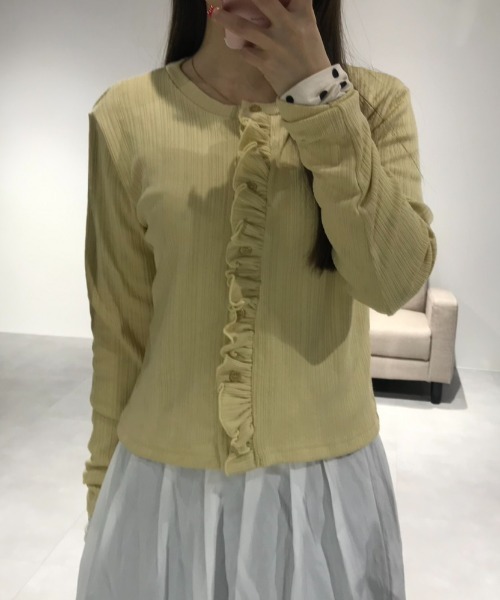 Birthday room（バースデイルーム）の「リブフリルCD/Rib frill cardigan（カーディガン/ボレロ・レディース・ブラック/イエロー・FREE）」の17枚目の写真