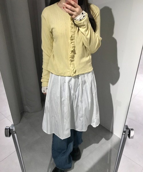 Birthday room（バースデイルーム）の「リブフリルCD/Rib frill cardigan（カーディガン/ボレロ・レディース・ブラック/イエロー・FREE）」の18枚目の写真