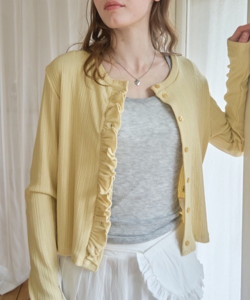 Birthday room（バースデイルーム）の「リブフリルCD/Rib frill cardigan（カーディガン/ボレロ・レディース・ブラック/イエロー・FREE）」の22枚目の写真