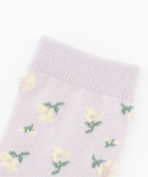petit main（プティマイン）の「花柄クルーソックス2P（ソックス/靴下・キッズ・オフホワイト/ラベンダー/チャコール・S(13-15cm)/M(16-18cm)/L(18-20cm)/11-13cm）」の9枚目の写真