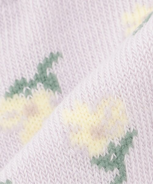 petit main（プティマイン）の「花柄クルーソックス2P（ソックス/靴下・キッズ・オフホワイト/ラベンダー/チャコール・S(13-15cm)/M(16-18cm)/L(18-20cm)/11-13cm）」の6枚目の写真