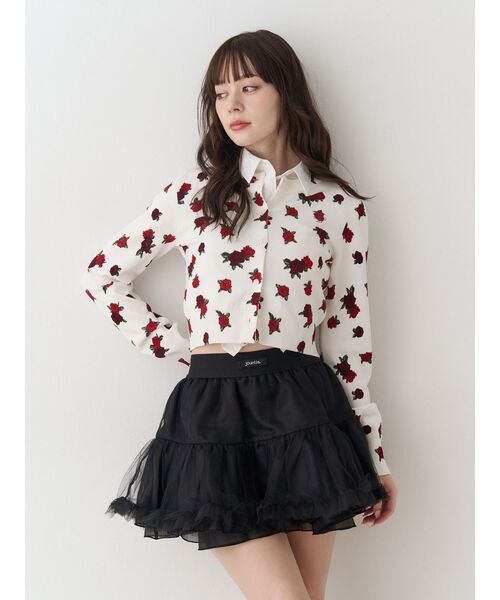 jouetie(ジュエティ)の「パターンコンパクトカーデ(カーディガン/ボレロ・レディース・オフホワイト/ブラック/ブラウン/レッド・MEDIUM)」の12枚目の写真