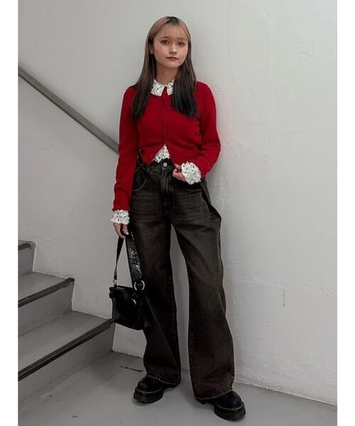 jouetie(ジュエティ)の「パターンコンパクトカーデ 春服(カーディガン/ボレロ・レディース・オフホワイト/ブラック/ブラウン/レッド・MEDIUM)」の8枚目の写真
