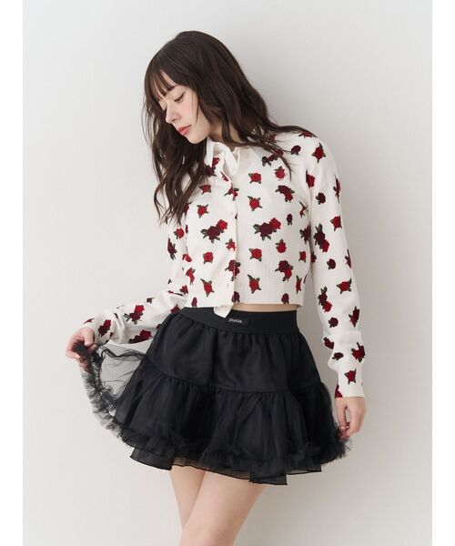 jouetie(ジュエティ)の「パターンコンパクトカーデ(カーディガン/ボレロ・レディース・オフホワイト/ブラック/ブラウン/レッド・MEDIUM)」の7枚目の写真