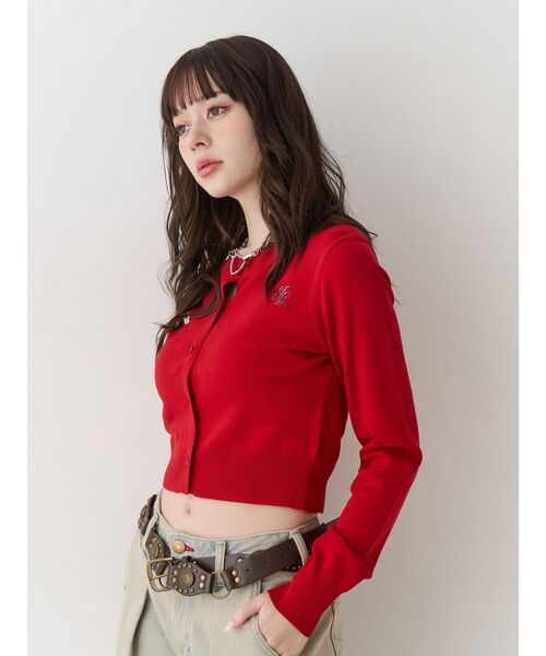 jouetie(ジュエティ)の「パターンコンパクトカーデ(カーディガン/ボレロ・レディース・オフホワイト/ブラック/ブラウン/レッド・MEDIUM)」の8枚目の写真