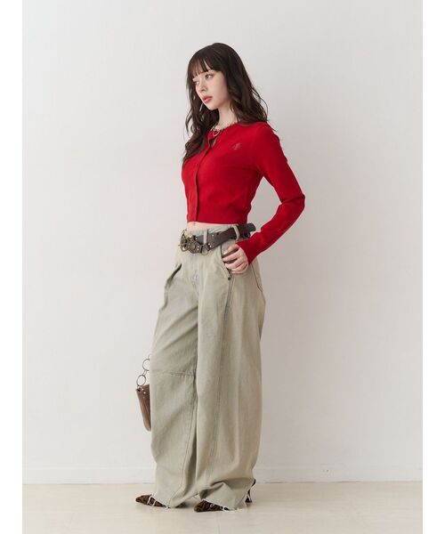 jouetie(ジュエティ)の「パターンコンパクトカーデ(カーディガン/ボレロ・レディース・オフホワイト/ブラック/ブラウン/レッド・MEDIUM)」の10枚目の写真